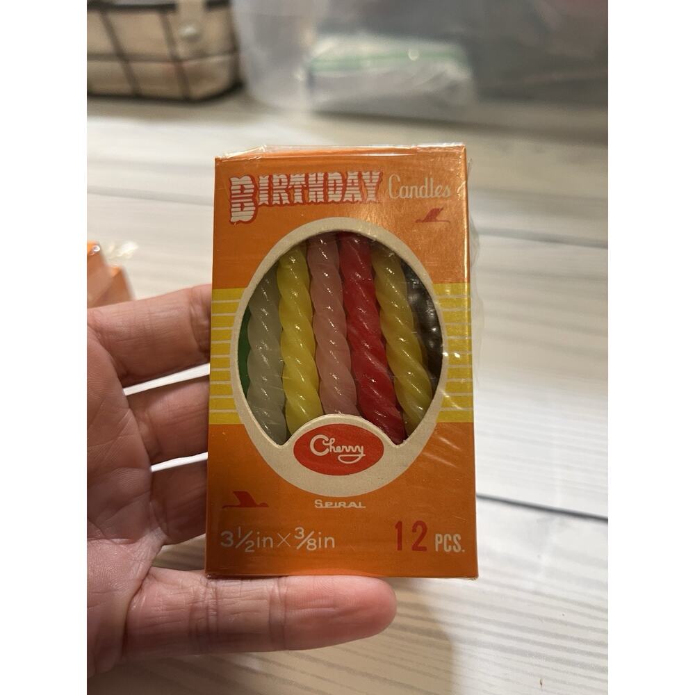 VTG Cherry Twisted Dripless Birthday Candles Multicolor Boxes Of 12 NOS